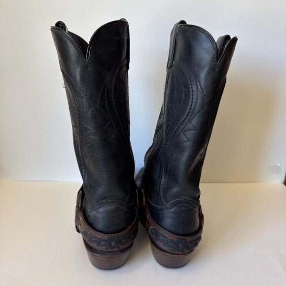 CODE WEST Mens SZ 9.5 Black Leather Ring Harness Motorcycle Western Biker Boots - Picture 4 of 16